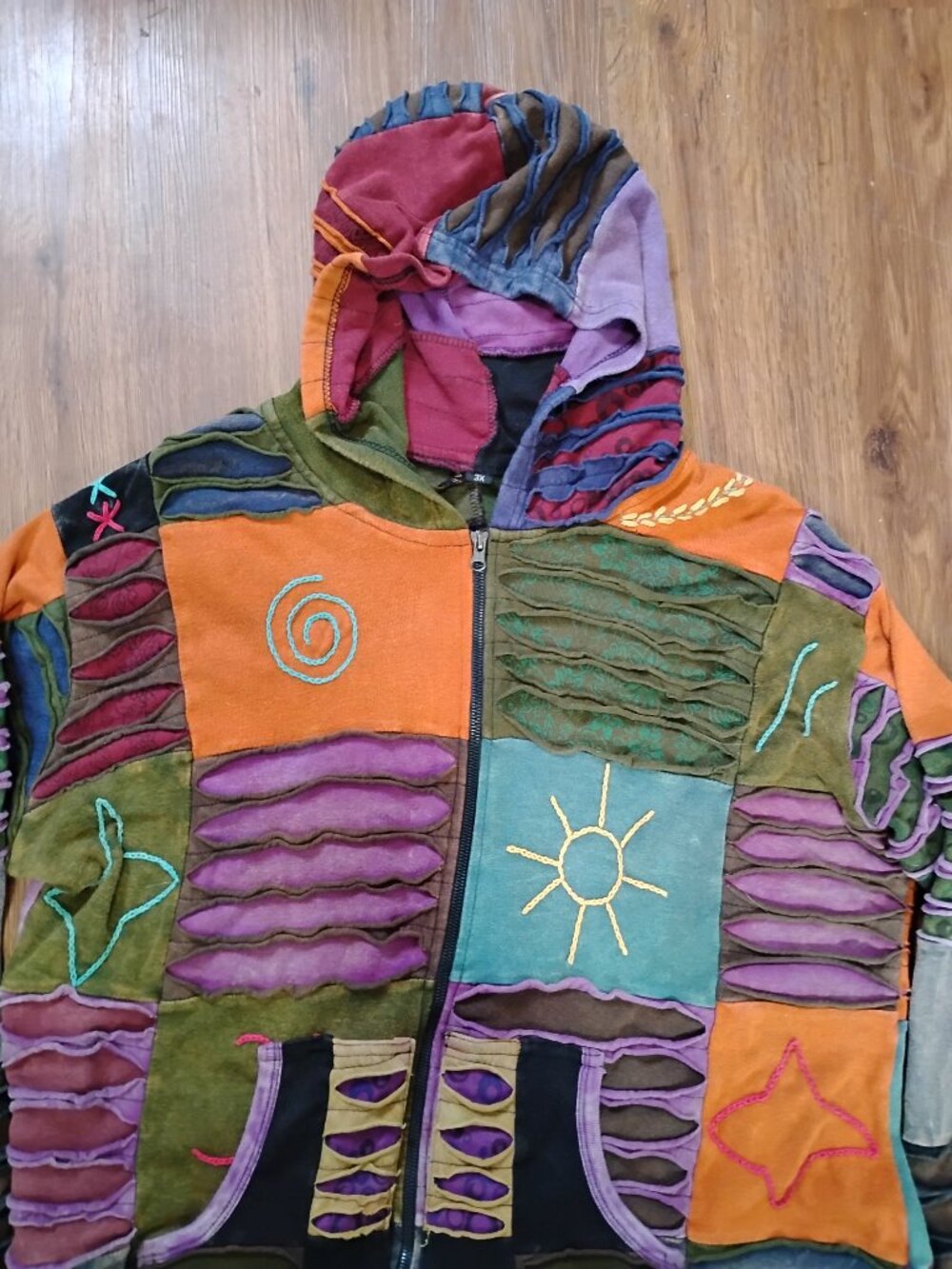 All That Jazz Patchwork Hoodie Sweatshirt Nepal